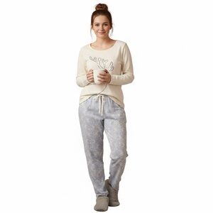 Jessica Reindeer Sequin Holiday Pajama Set Womens Size XL